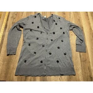 Old Navy Sweater, Women's Size XL, Gray, V-neck, Cardigan, Sequins